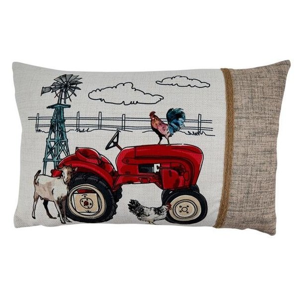 Saro Lifestyle SARO 9200.M1320BP 13 x 20 in. Oblong Poly-Filled Throw Pillow with Farm Tractor Design 9200.M1320BP